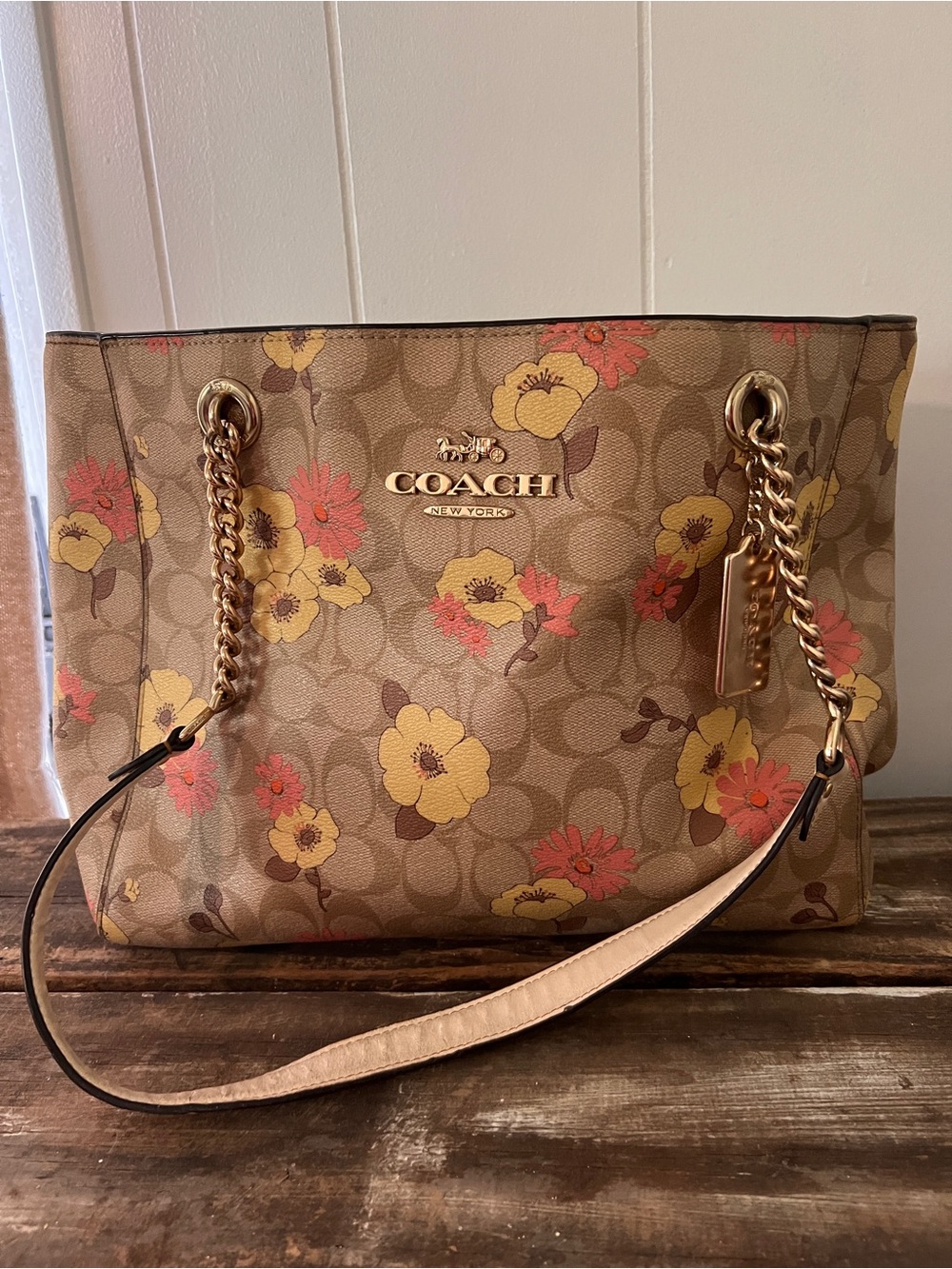 Floral Coach Shoulder Purse
